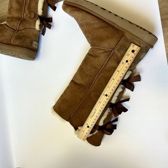 UGG Womens Bailey Bow Tall II Boot Size 10 Chestnut Tan 1016434 Winter - Picture 15 of 16